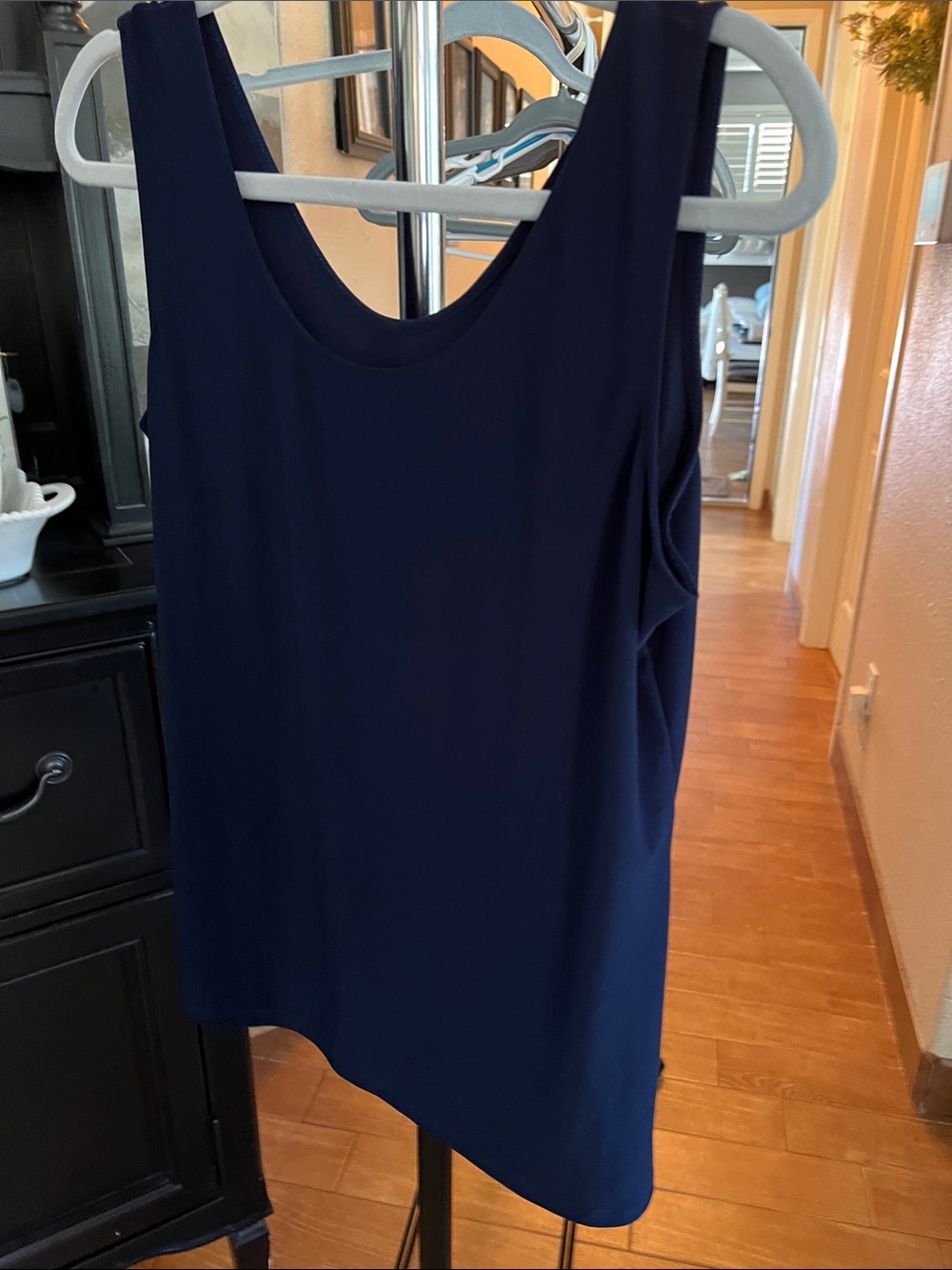 Women's Navy Sleeveless Tank Top - Classic Scoop Neck